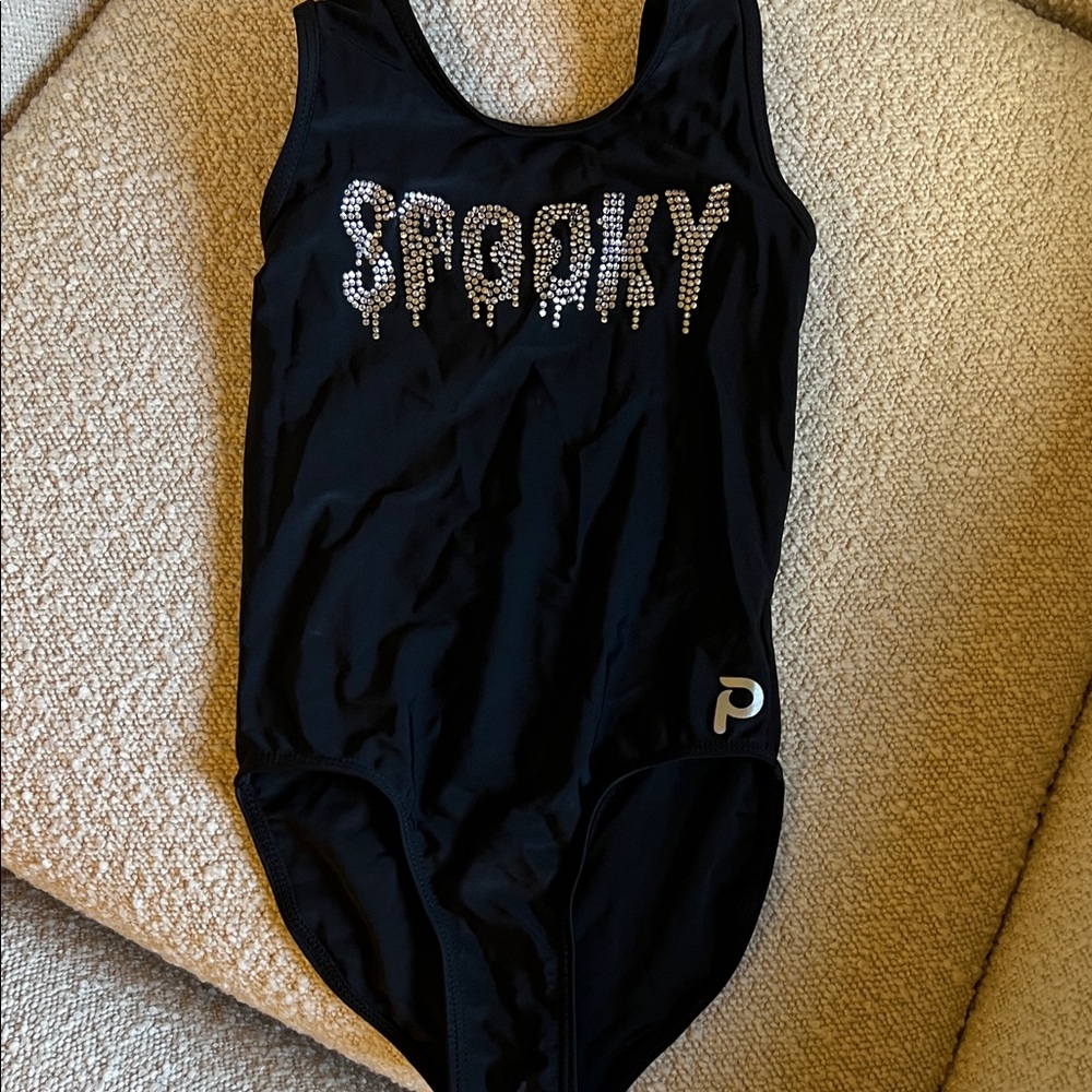 Kids Black 'Spooky' Plum Gymnastics Leo